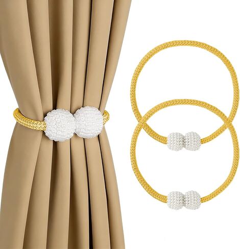 2PCS Magnetic Curtain Tiebacks, Curtain Tiebacks Buckles Holdbacks Holders Hooks Clip for Home Bedroom Office Decorative, Gold in Saudi Arabia