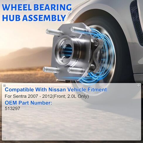 2 x 513297 Front Wheel Bearing Hub Assembly with 4 Lug Compatible with Nissan Sentra 2007-2012(Front; 2.0L Only) in Kuwait