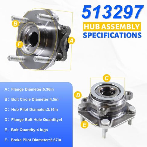 2 x 513297 Front Wheel Bearing Hub Assembly with 4 Lug Compatible with Nissan Sentra 2007-2012(Front; 2.0L Only) in Kuwait