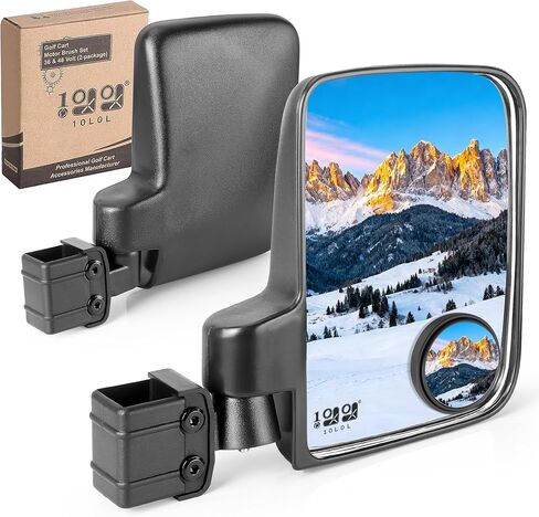 10L0L Golf Cart Mirrors, No Drilling 180 Degree Rotation & Foldable-HD Shatterproof Glass Mirrors for Golf Cart Club Car EZGO and Other, No Drilling Side Mirror & Rear View Mirror Kit in Saudi Arabia
