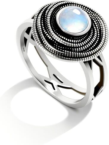 Mulit Circle Cross Lines Thick Top Jade Gem Ring,Silver Plated Cocktail Party Ring,Statement Ring Jewelry Gift for Women in Saudi Arabia