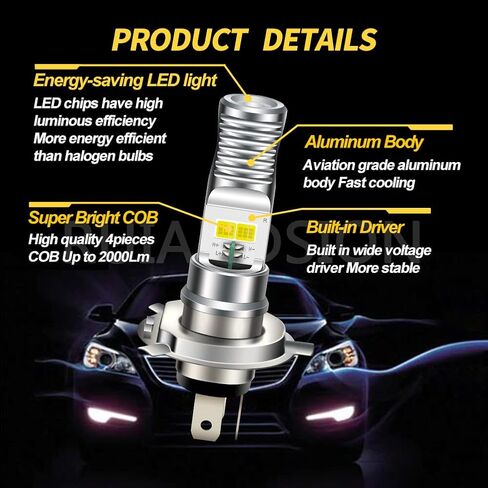 Ruiandsion H4 LED مصباح دراجة نارية الأبيض تيار مستمر/التيار المتناوب 9-85 فولت مرحبا/لو شعاع LED لمبة استبدال للدراجات النارية مصباح سيارة الضباب الخفيف in Kuwait