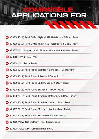 R1 Concepts Front Brake Kit For 2013-2018 Ford C-Max; 2012-2018 Ford Focus; 2012-2013 Volvo C30| Blank Brake Rotors| Ceramic Brake Pads and Rotors Kit|Hardware included in Saudi Arabia