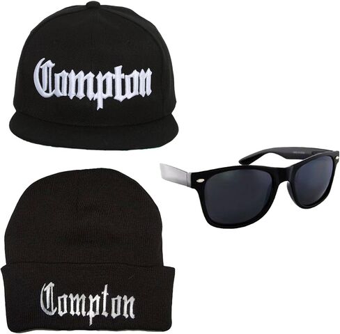 Gravity Threads Compton Bundle Pack - Black (Shades, Beanie, Flatbill) in Kuwait