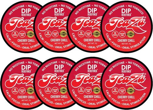 أكياس تيزا للطاقة، خالية من التبغ، خالية من النيكوتين، غمس بديل بدون دخان، وغمس الطاقة، مضغ التبغ البديل، غمس صحي، نكهة الكرز الرائعة (8 عبوات) in Kuwait