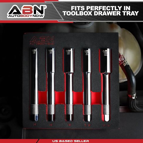 ABN Extra Deep Socket Set 5 Pieces - 3/8 Inch Drive Magnetic Grip Cr-V Deep Well Sockets - 6 Point 5/8 and 13/16in - 12 Point 14, 16 and 18mm in Saudi Arabia