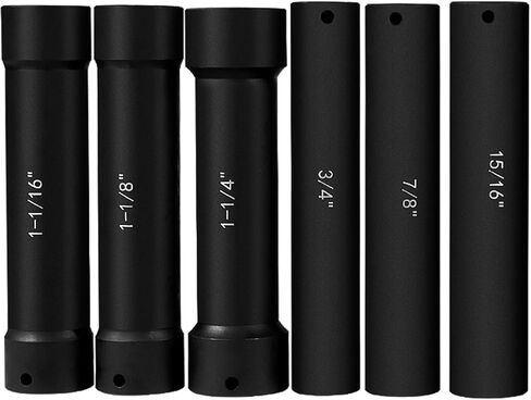6.75 Inch Long Extended Length Impact Socket Set 1/2 Inch Drive Extra Deep Sockets Heavy Duty Steel With Hex Sizes 3/4" 7/8" 15/16" 1-1/16" 1-1/8" 1-1/4" for High Torque Use 6PCS in Kuwait