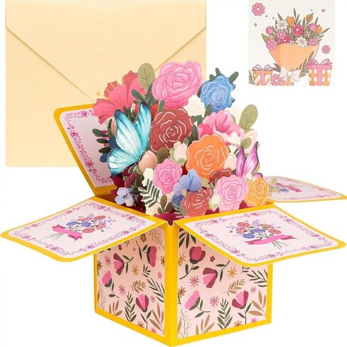 3D Pink Birthday Card Flower Pop Up Greeting Card for Mother's Day Teacher Appreciation Birthdays Anniversaries Wife Grandmother in Saudi Arabia