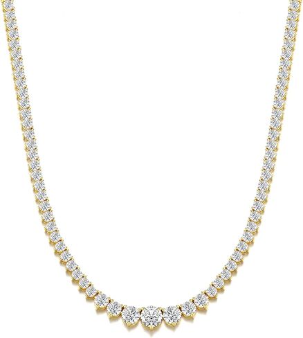 قلادات تنس متدرجة من BREN 3 شقوق للنساء والرجال، مطلية بالذهب الأبيض/الأصفر عيار 18 قيراط مقاس 16/18 بوصة مكعبة مستديرة من الزركونيا سلسلة أنيقة هدية مجوهرات الزفاف in Kuwait
