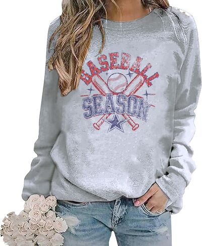 Baseball Season Sweatshirt Womens Retro Baseball Game Day Sweatshirt in Kuwait