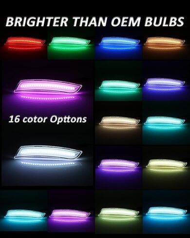 مصابيح تحديد جانبية LED من Bestview RGB متوافقة مع Chevy Camaro 2016-2024، عدسات شفافة بإضاءة 16 لونًا، عبوة من 4 قطع in Saudi Arabia