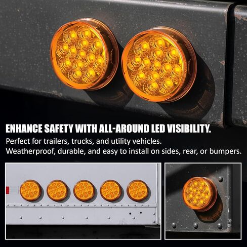 MADCATZ 2Pcs 2.5" Mini Round Amber LED Marker Lights 13 Diodes Reflectors w/2-Prong Pigtail, Sealed Waterproof 12V DC for Truck Trailer RV Van Boat (Pack of 2) in Saudi Arabia