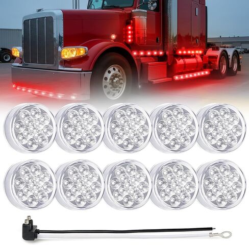 MADCATZ 2Pcs 2.5" Mini Round Amber LED Marker Lights 13 Diodes Reflectors w/2-Prong Pigtail, Sealed Waterproof 12V DC for Truck Trailer RV Van Boat (Pack of 2) in Saudi Arabia