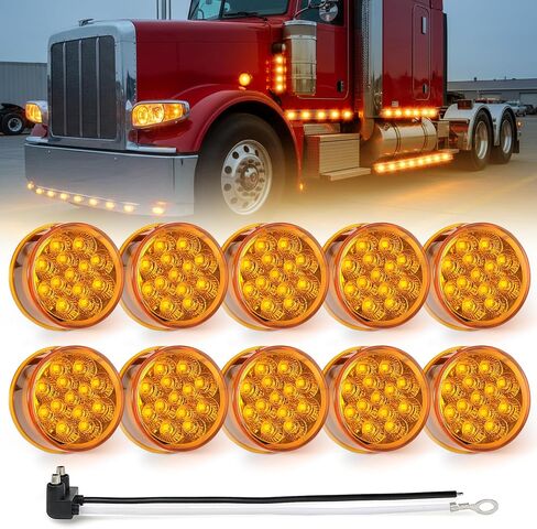 MADCATZ 2Pcs 2.5" Mini Round Amber LED Marker Lights 13 Diodes Reflectors w/2-Prong Pigtail, Sealed Waterproof 12V DC for Truck Trailer RV Van Boat (Pack of 2) in Saudi Arabia