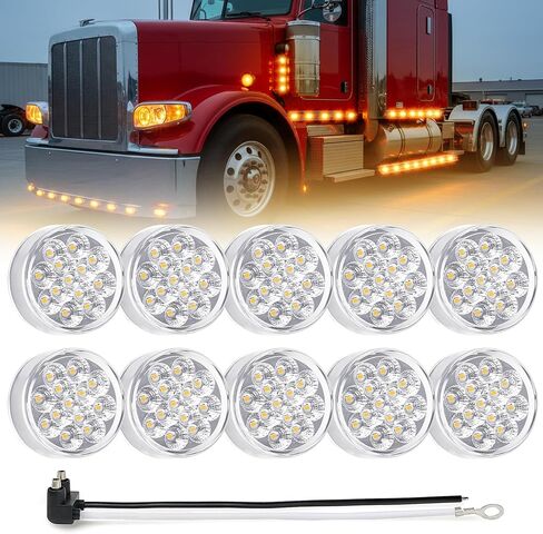 MADCATZ 2Pcs 2.5" Mini Round Amber LED Marker Lights 13 Diodes Reflectors w/2-Prong Pigtail, Sealed Waterproof 12V DC for Truck Trailer RV Van Boat (Pack of 2) in Saudi Arabia