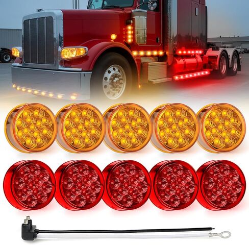 MADCATZ 2Pcs 2.5" Mini Round Amber LED Marker Lights 13 Diodes Reflectors w/2-Prong Pigtail, Sealed Waterproof 12V DC for Truck Trailer RV Van Boat (Pack of 2) in Saudi Arabia
