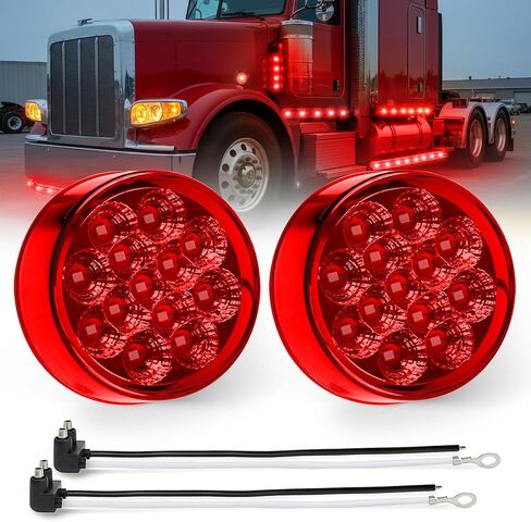 MADCATZ 2Pcs 2.5" Mini Round Amber LED Marker Lights 13 Diodes Reflectors w/2-Prong Pigtail, Sealed Waterproof 12V DC for Truck Trailer RV Van Boat (Pack of 2) in Saudi Arabia