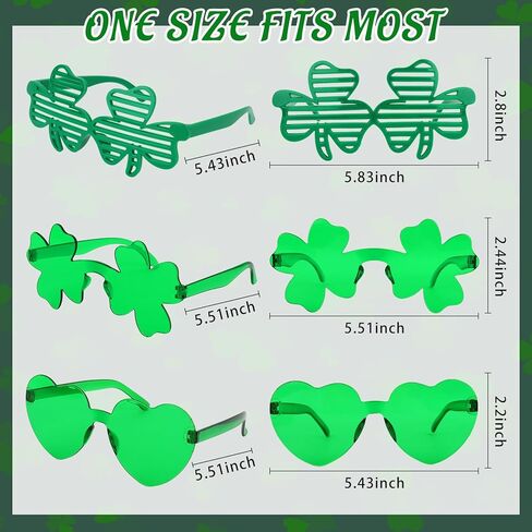YARIEW 24 قطعة من نظارات عيد القديس باتريك، نظارات شامروك الشمسية، ديكورات عيد القديس باتريك الأيرلندية، أوراق الشجر، القلب، نظارات البرسيم المحظوظ، إكسسوارات الملابس والهدايا in Kuwait