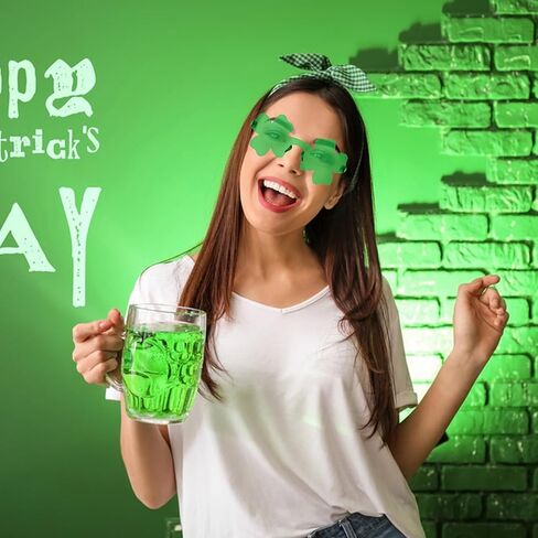 YARIEW 24 قطعة من نظارات عيد القديس باتريك، نظارات شامروك الشمسية، ديكورات عيد القديس باتريك الأيرلندية، أوراق الشجر، القلب، نظارات البرسيم المحظوظ، إكسسوارات الملابس والهدايا in Kuwait