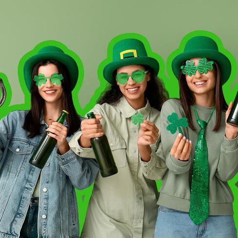 YARIEW 24 قطعة من نظارات عيد القديس باتريك، نظارات شامروك الشمسية، ديكورات عيد القديس باتريك الأيرلندية، أوراق الشجر، القلب، نظارات البرسيم المحظوظ، إكسسوارات الملابس والهدايا in Kuwait