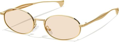 نظارة شمسية ذهبية بيضاوية للنساء والرجال 2026 بتصميم كلاسيكي بنمط معدني 70s ظلال نظارات شمسية عصرية للحماية من الأشعة فوق البنفسجية in Kuwait