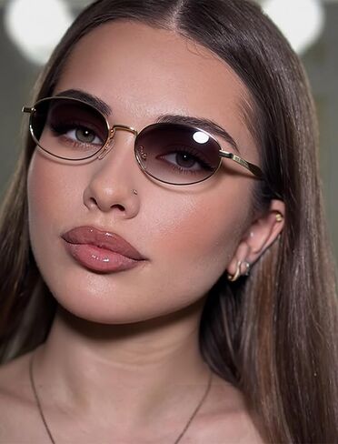 نظارة شمسية ذهبية بيضاوية للنساء والرجال 2026 بتصميم كلاسيكي بنمط معدني 70s ظلال نظارات شمسية عصرية للحماية من الأشعة فوق البنفسجية in Kuwait