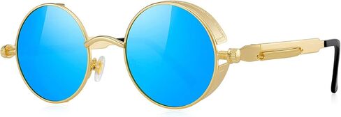 Gothic Steampunk Sunglasses for Women Men Round Lens Metal Frame in Saudi Arabia