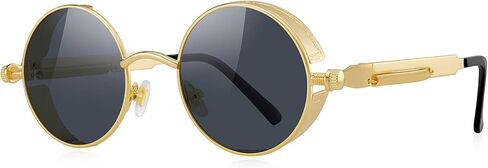 Gothic Steampunk Sunglasses for Women Men Round Lens Metal Frame in Saudi Arabia