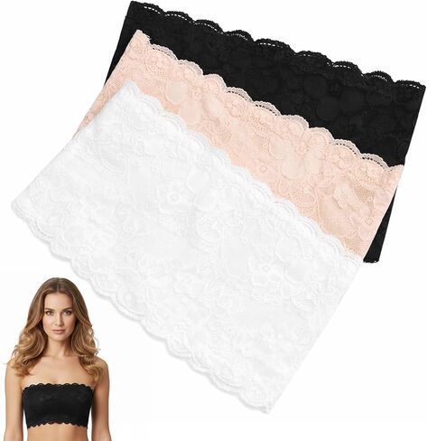 3 قطع من غطاء فتحة العنق المنخفضة، غطاء فتحة الصدر من الدانتيل، غطاء فتحة الصدر من الدانتيل، فتحة علوية من الدانتيل، حمالة صدر قابلة للتمدد، لفافة على الصدر، حشوات محتشمة لفساتين منخفضة القطع، متعددة الألوان in Kuwait