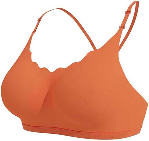 Ruziyoog Bralette for Women Wireless Padded V Neck Bra Seamless Adjustable Straps Comfy Sleep Bra Everyday Lounge Bra in Kuwait