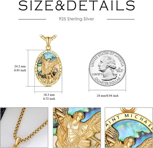 St Michael Pendant for Men Saint Michael Necklace Golden Plated Archangel Michael Medal Jewelry Gifts for Men Women in Saudi Arabia