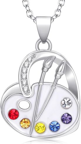Artist Paint Palette and Brush Necklace 925 Sterling Silver Painting Drawing Pendant Necklace Future Artist Jewelry Gifts for Art Teacher Painters Women in Saudi Arabia