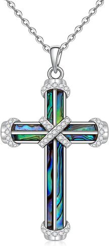 Cross Necklace for Women Sterling Silver Abalone Pendant Infinity Necklaces Jewelry Christmas Mothers Day Gifts for Faith in Kuwait