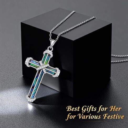 Cross Necklace for Women Sterling Silver Abalone Pendant Infinity Necklaces Jewelry Christmas Mothers Day Gifts for Faith in Kuwait
