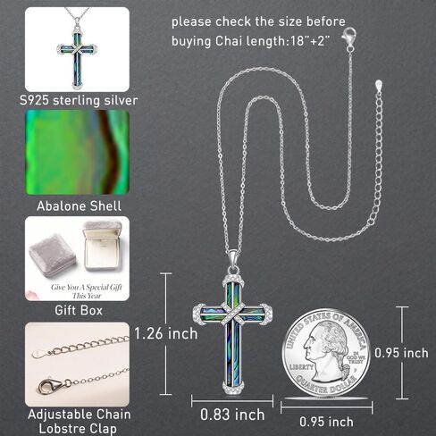Cross Necklace for Women Sterling Silver Abalone Pendant Infinity Necklaces Jewelry Christmas Mothers Day Gifts for Faith in Kuwait