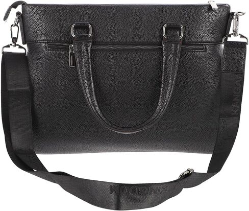 Men’s Business Briefcase Pu Leather Laptop Bag Single-shoulder Computer Storage Portable Business Travel Portfolio Bag Black in Saudi Arabia