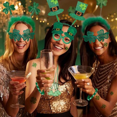 132Pcs St. Patrick's Day Accessories Leprechaun Costume Outfit Adult Cosplay Headband Glasses Necklace Bracelet in Kuwait