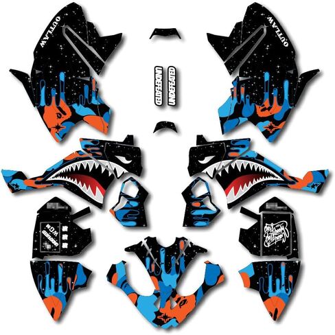 Blue Orange Savage Graphics Kit Fits Polaris Outlaw 90 110 ATV Decal Kit in Saudi Arabia