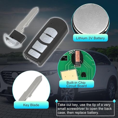 X AUTOHAUX WAZX1T763SKE11A04 315Mhz Replacement Keyless Entry Remote Smart Key Fob for Mazda CX-7 for Mazda CX-9 10-15 TEY1-67-5RY TEY1675RY 4Buttons 2Pcs in Saudi Arabia