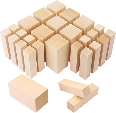 70 Pack Basswood Carving Blocks - 4 x 1 x 1 Inch Unfinished Wood Blocks for Carving and Wood Whittling Blocks, Soft Solid Wooden Cubes for Crafts, Wood Carving Enthusiasts, DIY Project in Kuwait