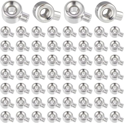 PH PandaHall 60PCS Brass Crimp Beads, 925 Sterling Silver Plated Spacer Beads Metal Crimp Bead Charms for Jewelry Making Brass Crimp Beads Crimp Charms Accessories for Bracelet Necklace in Saudi Arabia