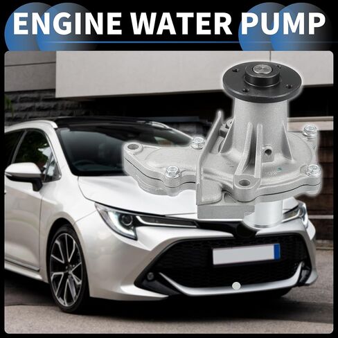 Water Pump, Front 16x14.5cm Engine Water Pump with Rubber Ring Kit No.1611019135 for Toyota Corolla 1993-1997 Silver Tone, 1 Set in Saudi Arabia