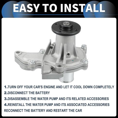 Water Pump, Front 16x14.5cm Engine Water Pump with Rubber Ring Kit No.1611019135 for Toyota Corolla 1993-1997 Silver Tone, 1 Set in Saudi Arabia