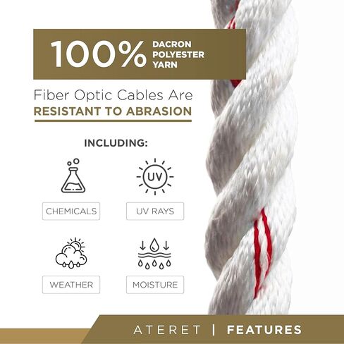 ATERET Arborist Bull Rope I 1/2 Inch x 600 Feet I High Strength Polyester I Multipurpose Poly Dacron Rope for Tree Hoist Rigging Line, Marine & Commercial in Saudi Arabia