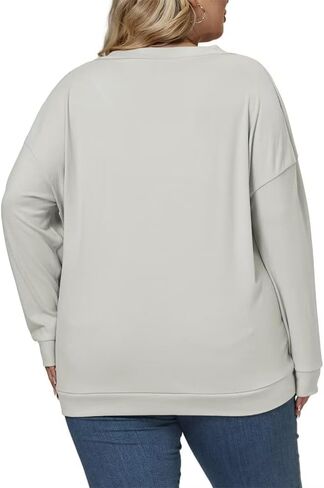 Plus Size Sweatshirts for Women Classic Fall V Neck Long Sleeve Tops 2025 Winter Casual Pullover Tunics in Saudi Arabia