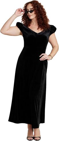ELOQUII Women's Plus Size Velvet Short Sleeve Maxi Dress in Kuwait