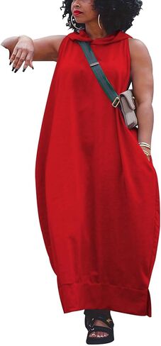 YeGine Oversize Tshirt Dress Women Summer Sleeveless Maxi Dress with Pockets in Kuwait