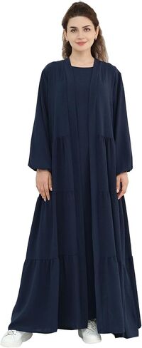 عباية نسائية مكونة من قطعتين رداء مسلم مع حزام فستان طويل للصلاة الإسلامية in Saudi Arabia