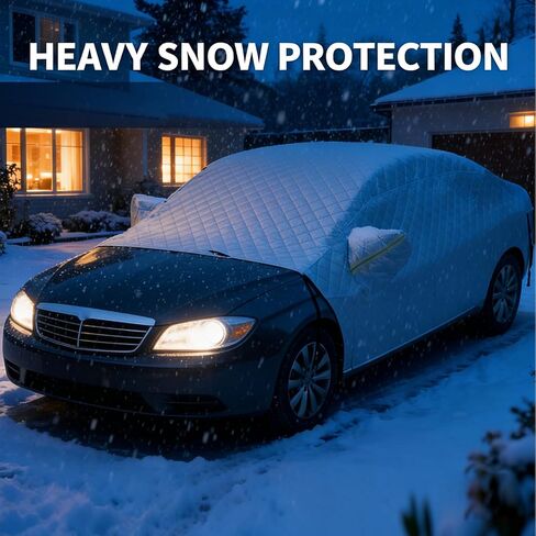 Thickened Large Car Windshield Snow Cover with Securing Straps & Side Mirror Cover, Scratch-Resistant Sun Protective Shield Universal for Most Vehicles (Silver) in Kuwait