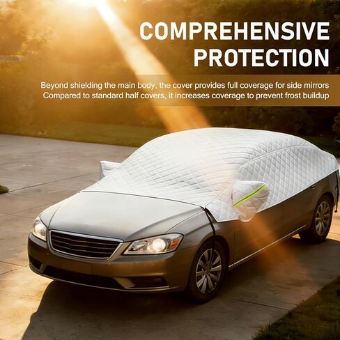 Thickened Large Car Windshield Snow Cover with Securing Straps & Side Mirror Cover, Scratch-Resistant Sun Protective Shield Universal for Most Vehicles (Silver) in Kuwait